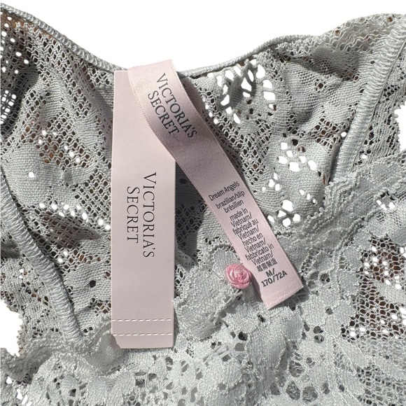 Victoria’s Secret Dream Angels Twinkle Strap Lace Brazilian Panty Silver Pearl - Picture 5 of 6